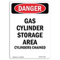 Signmission OSHA Danger Sign, 18" Height, Rigid Plastic, Gas Cylinder Storage Area Keep, Portrait OS-DS-P-1218-V-2055